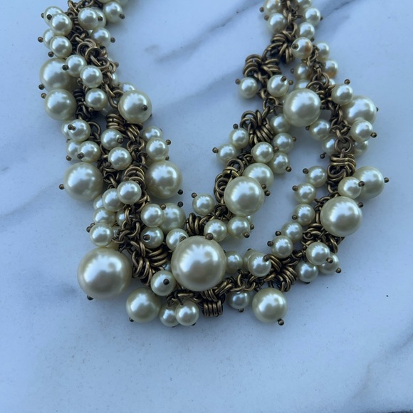 J Crew faux pearl and brass necklace - Picture 2 of 4